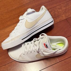 Nike White and Beige Casual Sneakers